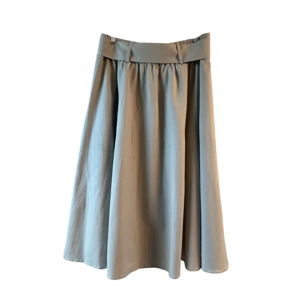 Tahari NWT linen blend Tan Midi A-Line skirt - Picture 3 of 8